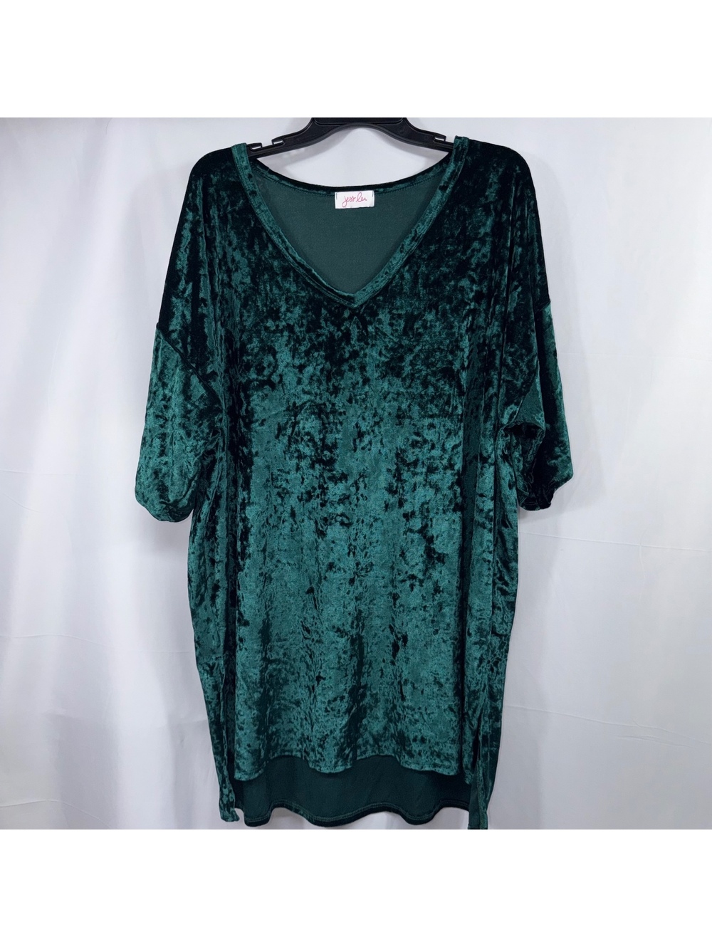 Jess Lea Emerald Green Crushed Velvet Tunic XL